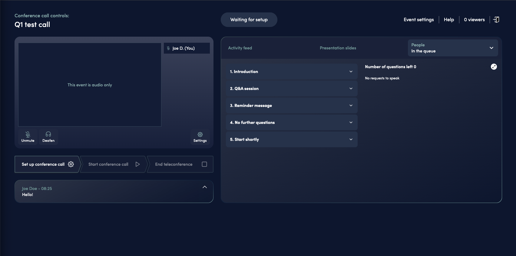 Conference Call Setup Interface