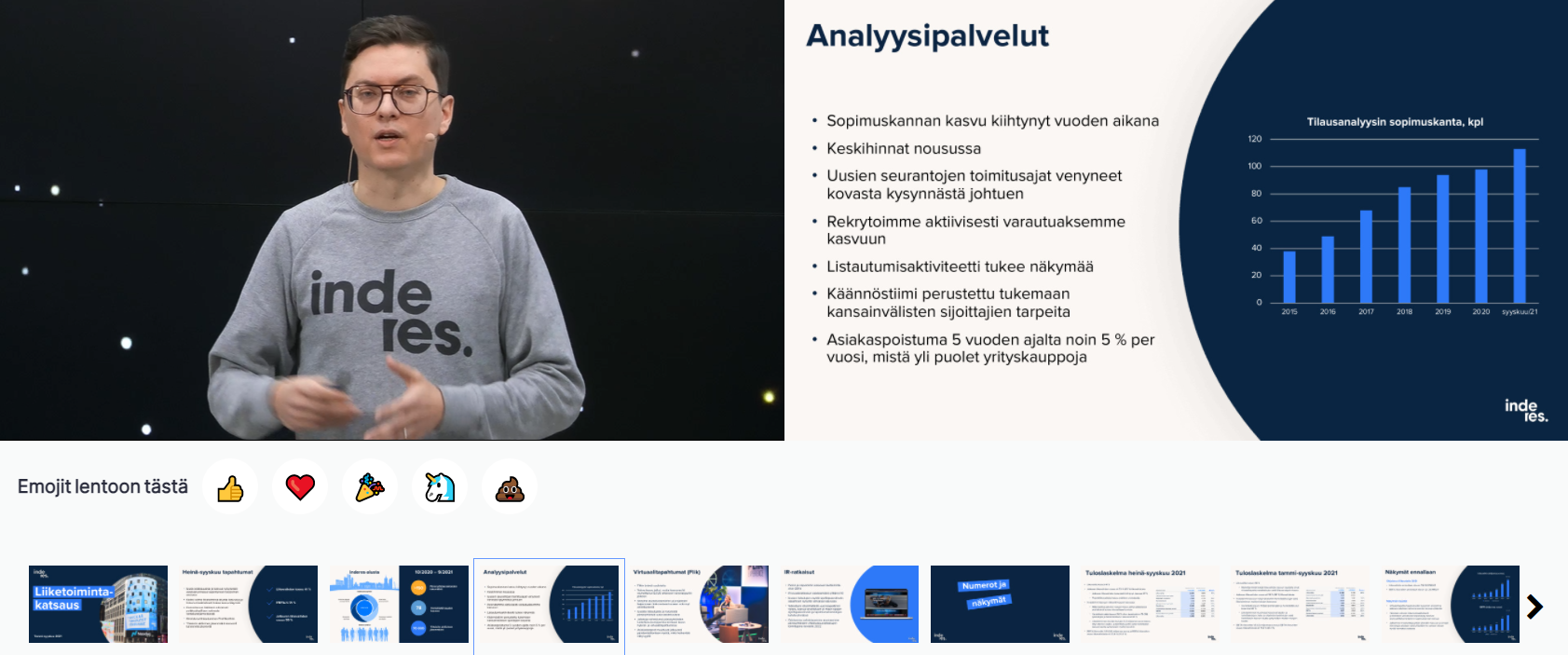 Slides in video player